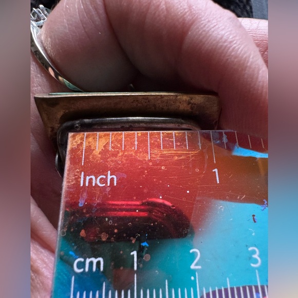 ‘Sky West’ handmade wood-Brass-Turquoise belt buckle - Picture 4 of 6